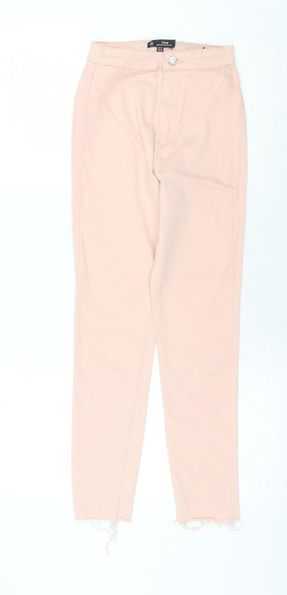 Missguided Womens Pink Cotton Skinny Jeans Size 4 Regular Zip