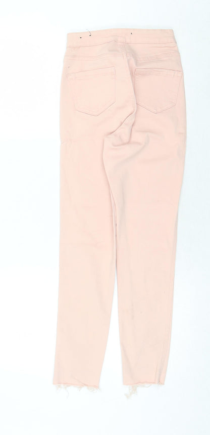Missguided Womens Pink Cotton Skinny Jeans Size 4 Regular Zip