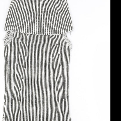 Urban Bliss Womens Grey Striped Acrylic A-Line Size 8 Roll Neck Pullover