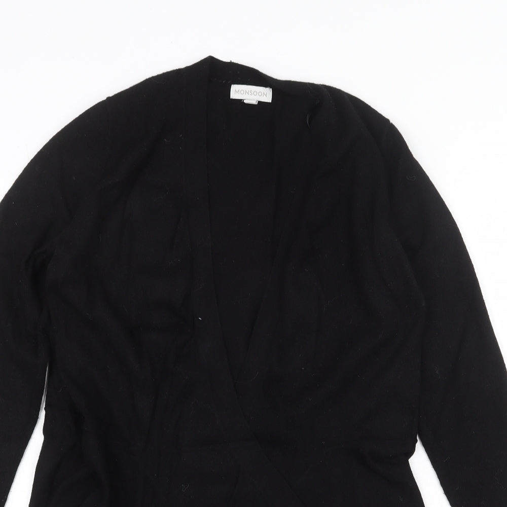 monso Womens Black V-Neck Viscose Cardigan Jumper Size S
