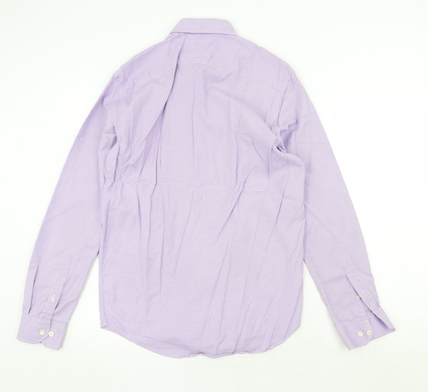 Corsivo Mens Purple Geometric Cotton Button-Up Size 15.5 Collared Button