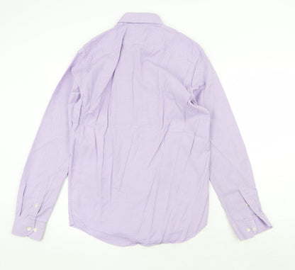 Corsivo Mens Purple Geometric Cotton Button-Up Size 15.5 Collared Button
