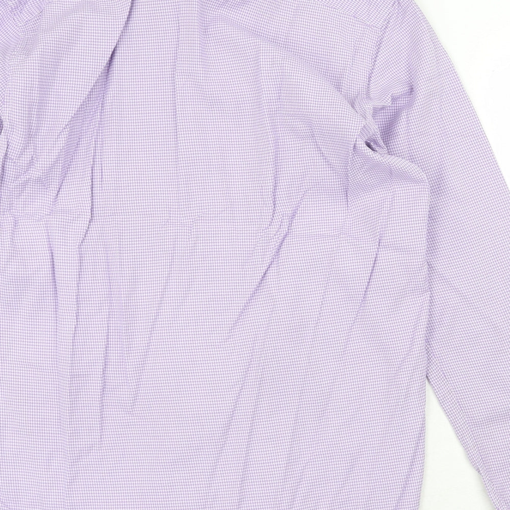 Corsivo Mens Purple Geometric Cotton Button-Up Size 15.5 Collared Button