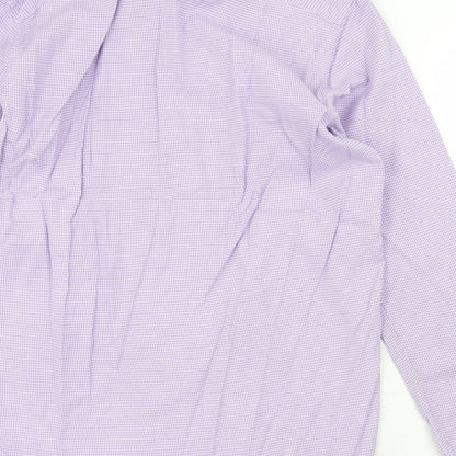 Corsivo Mens Purple Geometric Cotton Button-Up Size 15.5 Collared Button