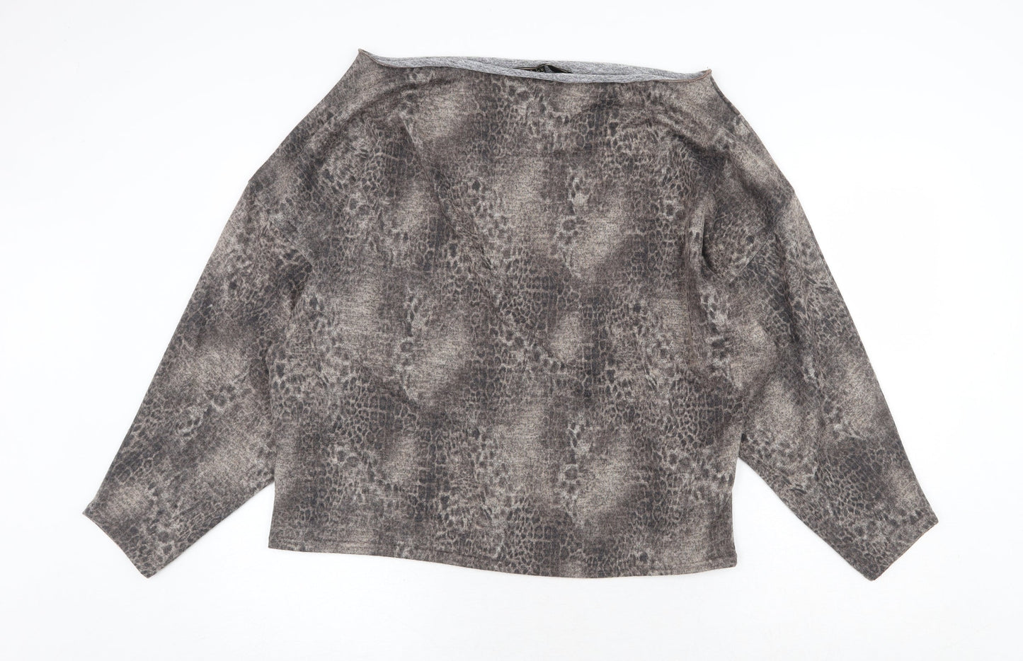 Lipsy London Womens Brown Boat Neck Animal Print Polyester Pullover Jumper Size 16 - Leopard Pattern