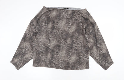 Lipsy London Womens Brown Boat Neck Animal Print Polyester Pullover Jumper Size 16 - Leopard Pattern