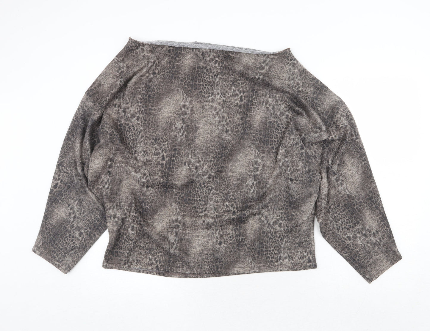 Lipsy London Womens Brown Boat Neck Animal Print Polyester Pullover Jumper Size 16 - Leopard Pattern