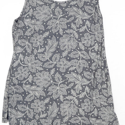 CMD Womens Grey Floral Viscose Basic Tank Size 12 Round Neck