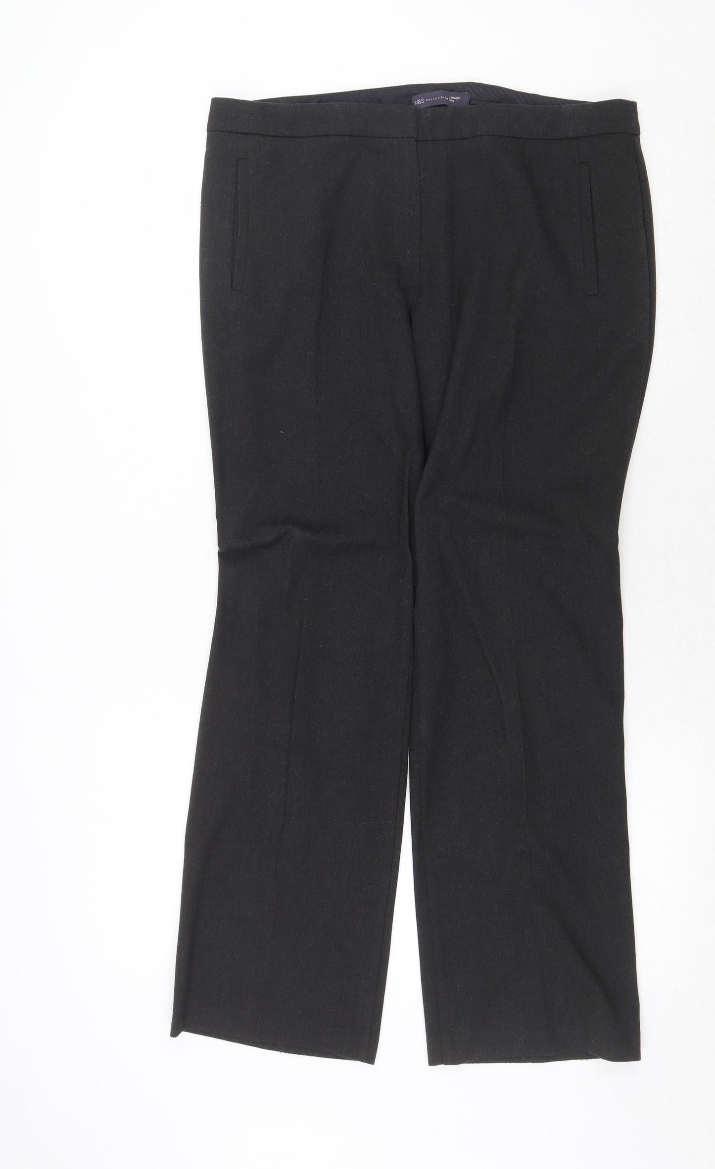 Womens UK Size 14 Marks and Spencer Regular Fit Dress Pants Grey Trousers