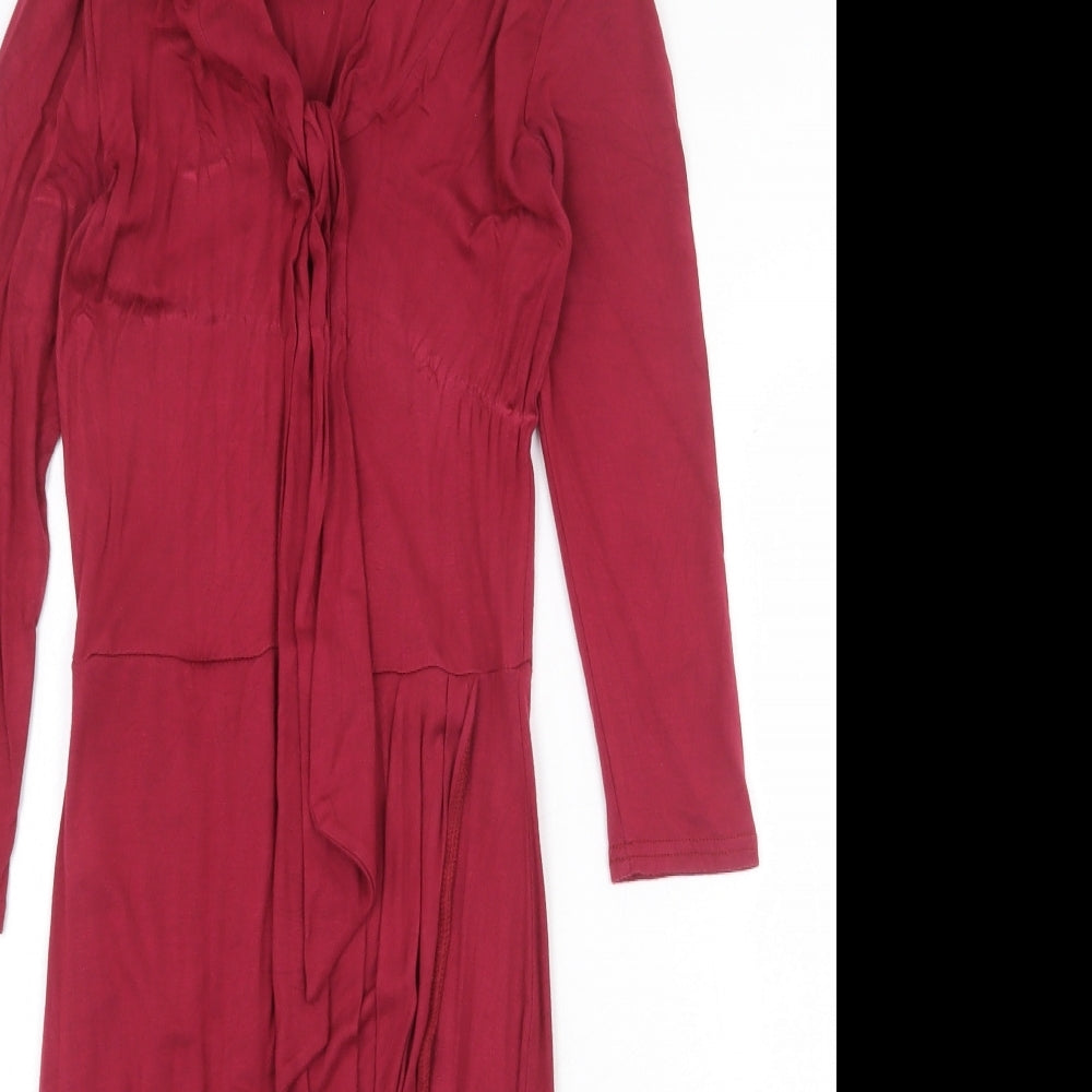 ASOS Womens Red Viscose A-Line Size 6 V-Neck Pullover