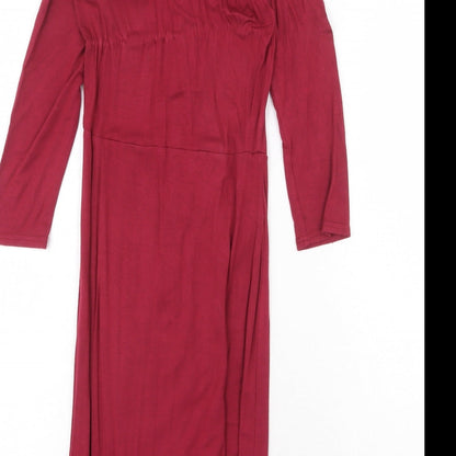 ASOS Womens Red Viscose A-Line Size 6 V-Neck Pullover