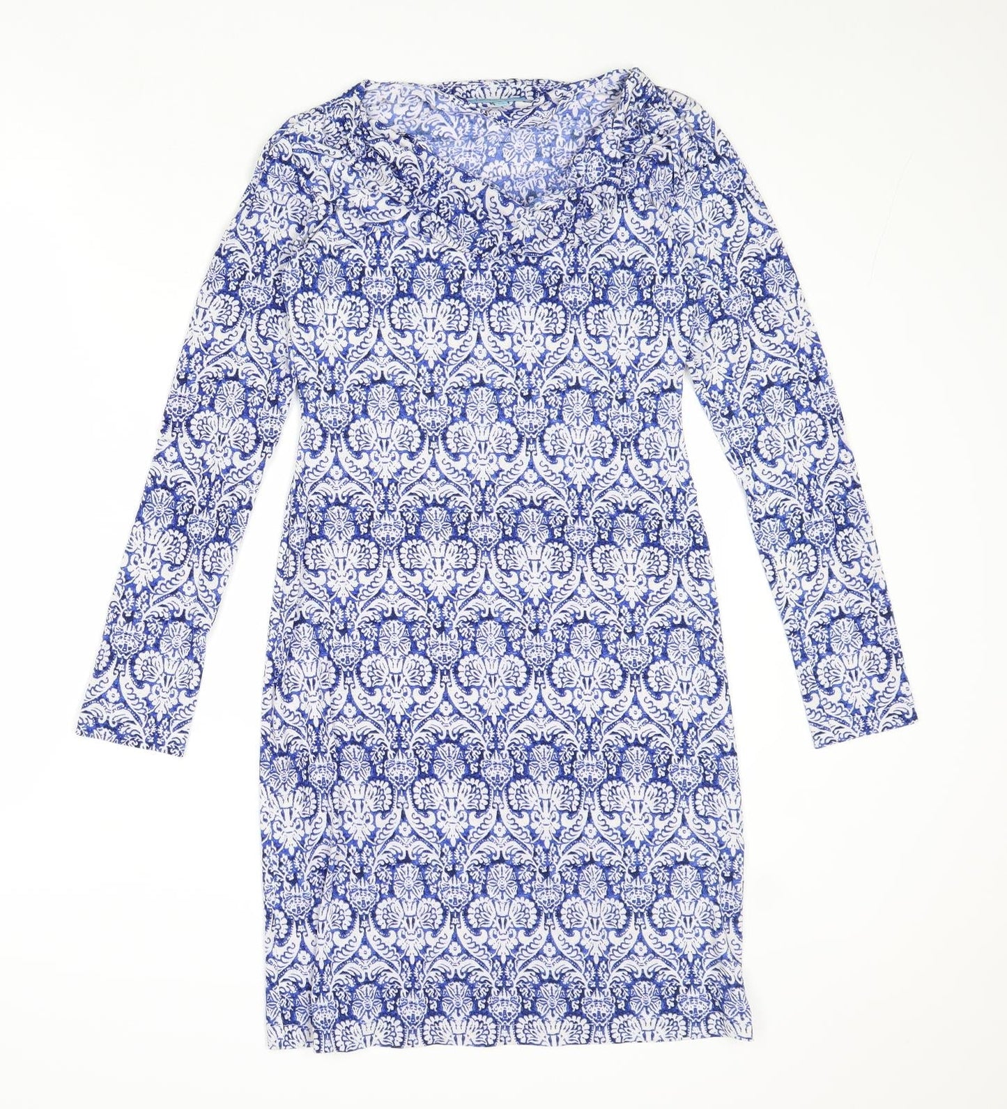 Baby Blue Womens Blue Geometric Polyester A-Line Size XS V-Neck Pullover
