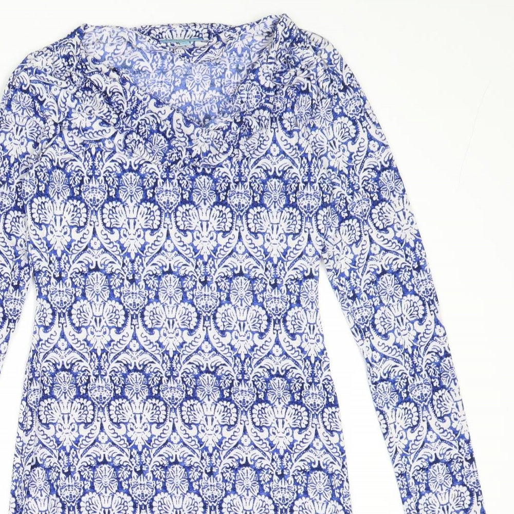 Baby Blue Womens Blue Geometric Polyester A-Line Size XS V-Neck Pullover
