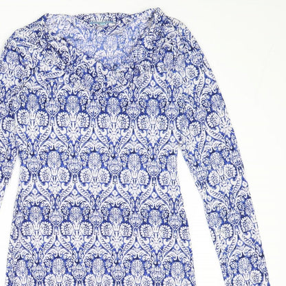 Baby Blue Womens Blue Geometric Polyester A-Line Size XS V-Neck Pullover