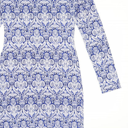 Baby Blue Womens Blue Geometric Polyester A-Line Size XS V-Neck Pullover