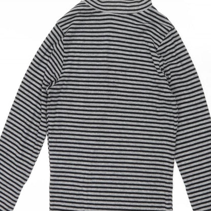 Poof Womens Grey Striped Polyester Jumper Dress Size S Mock Neck Pullover