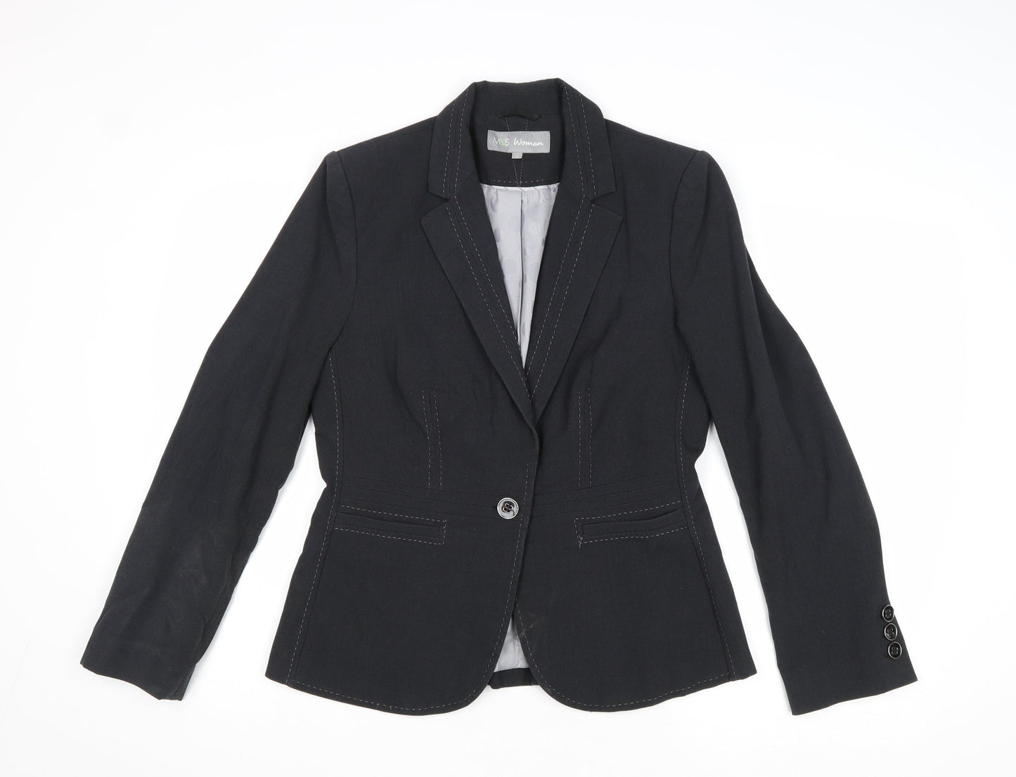 Marks and Spencer Womens Grey Polyester Jacket Blazer Size 10