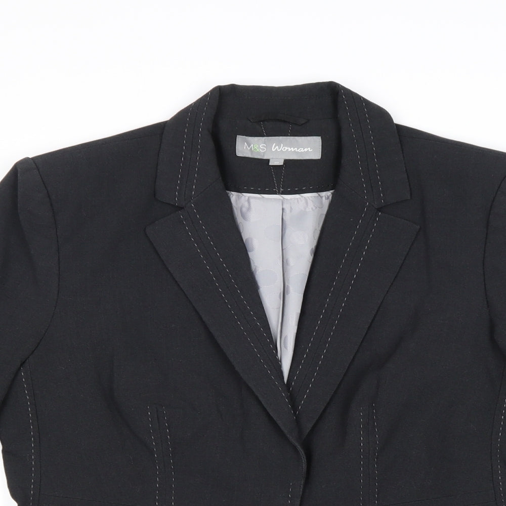Marks and Spencer Womens Grey Polyester Jacket Blazer Size 10