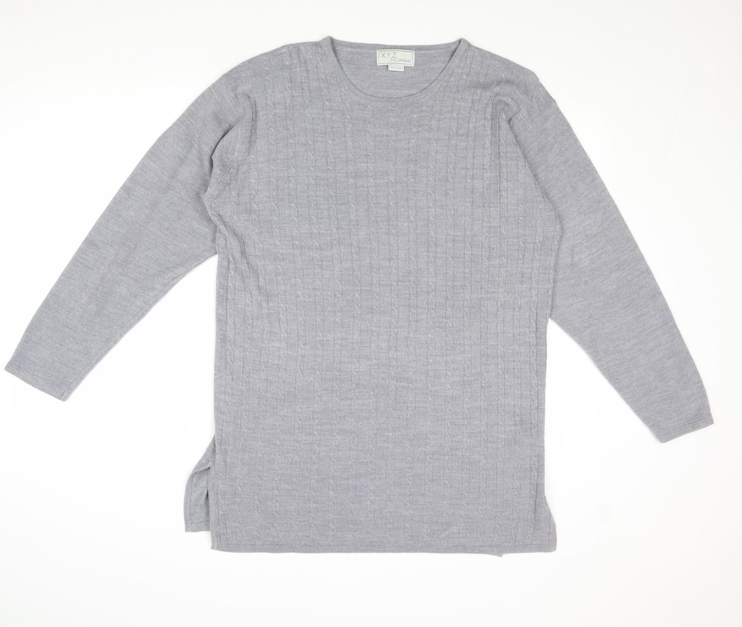 X.Y.Z Womens Grey Round Neck Acrylic Pullover Jumper One Size