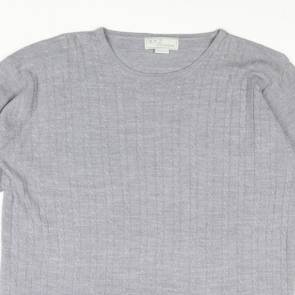X.Y.Z Womens Grey Round Neck Acrylic Pullover Jumper One Size