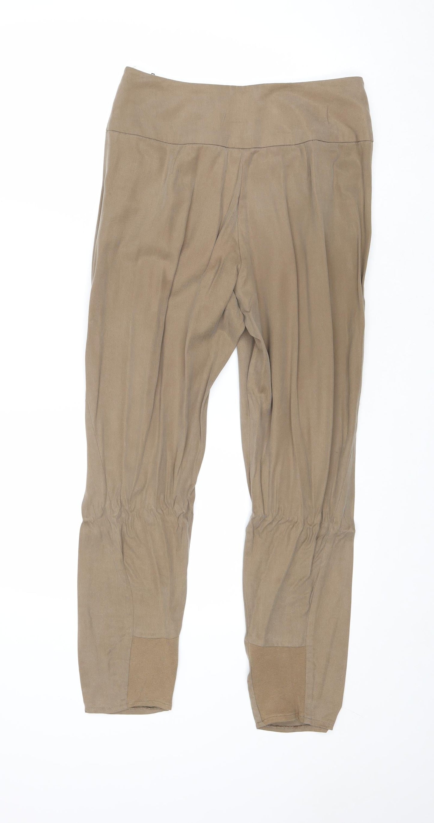 Topshop Womens Brown Lyocell Trousers Size 8 Regular Zip
