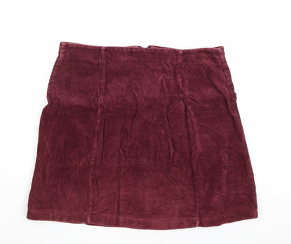 Brandy Melville Womens Red Cotton Mini Skirt Size 28 in Zip