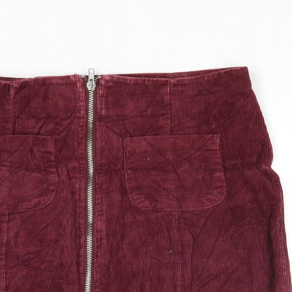 Brandy Melville Womens Red Cotton Mini Skirt Size 28 in Zip
