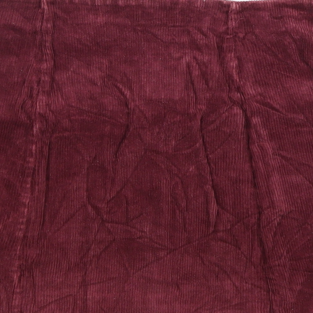 Brandy Melville Womens Red Cotton Mini Skirt Size 28 in Zip