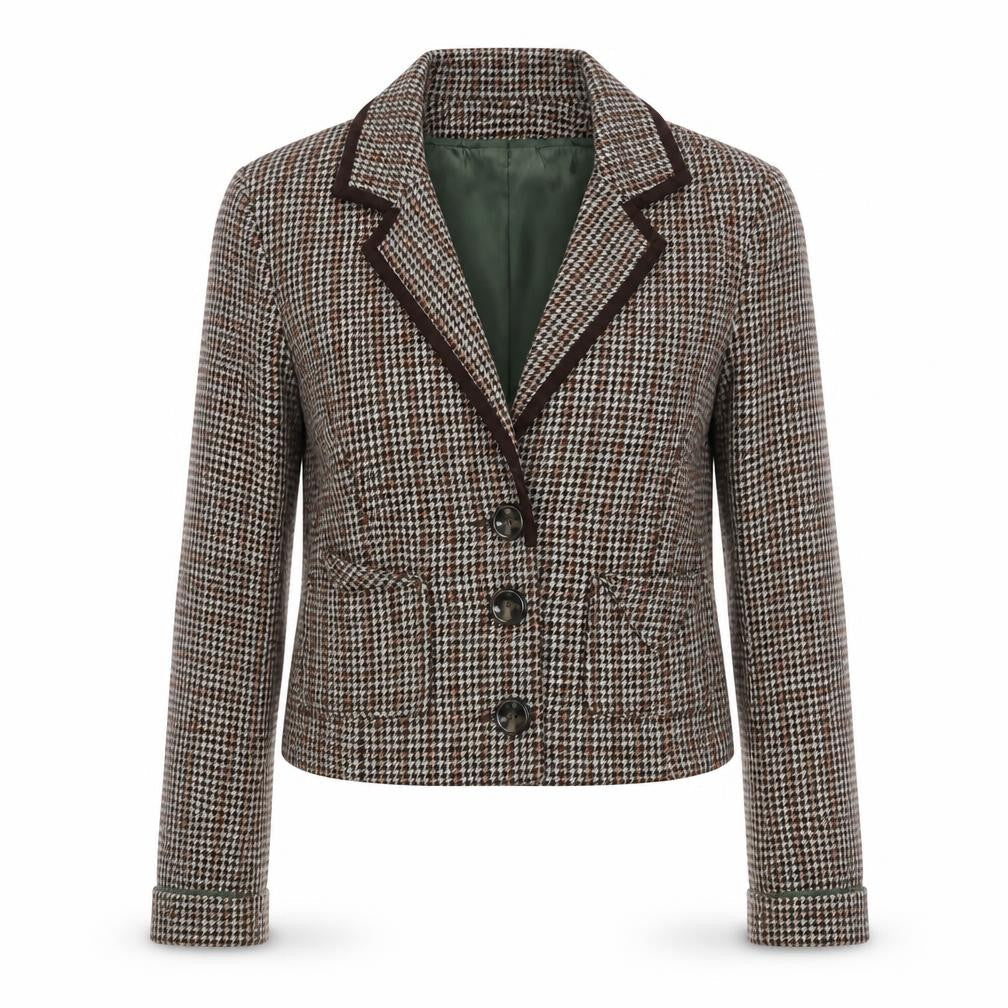 Love Label Womens Brown Geometric Jacket Blazer Size 8 Button