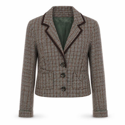 Love Label Womens Brown Geometric Jacket Blazer Size 8 Button