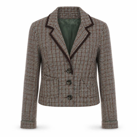 Love Label Womens Brown Geometric Jacket Blazer Size 8 Button