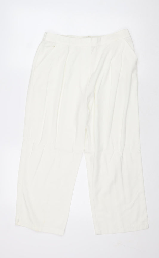 Womens UK Size 14 Agenda Regular Fit  White Trousers