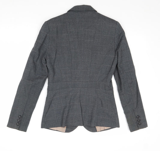 NEXT Womens Grey Geometric Polyester Jacket Suit Jacket Size 6