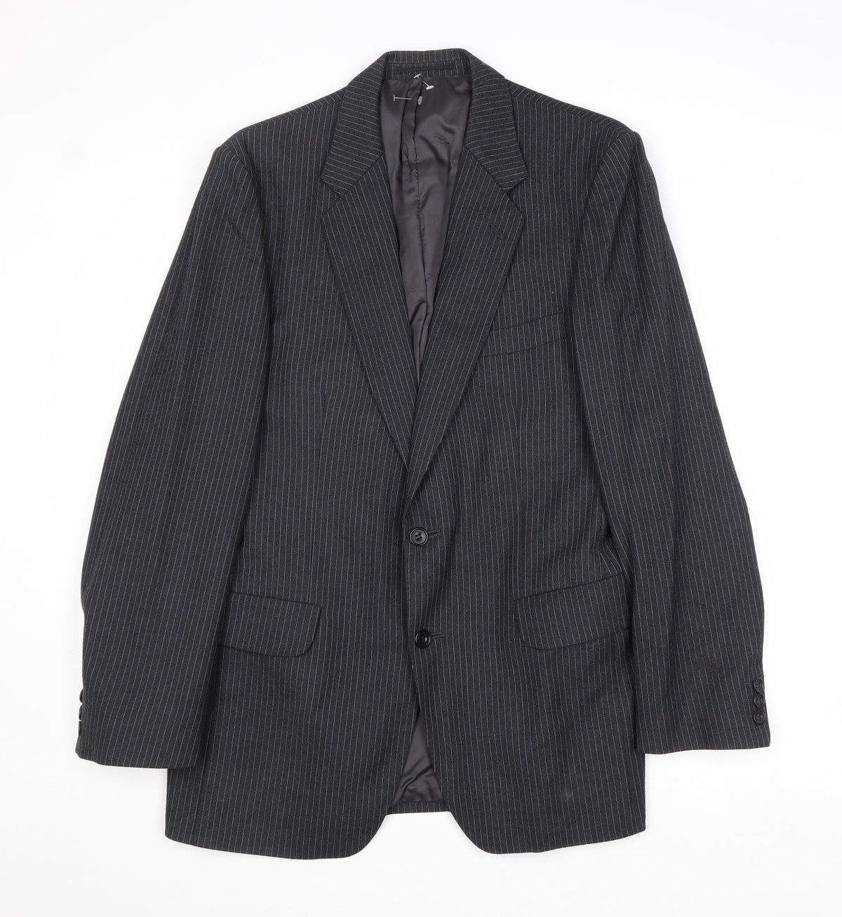 Cooper Mckenzie Mens Grey Striped Wool Jacket Suit Jacket Size 36 Regular