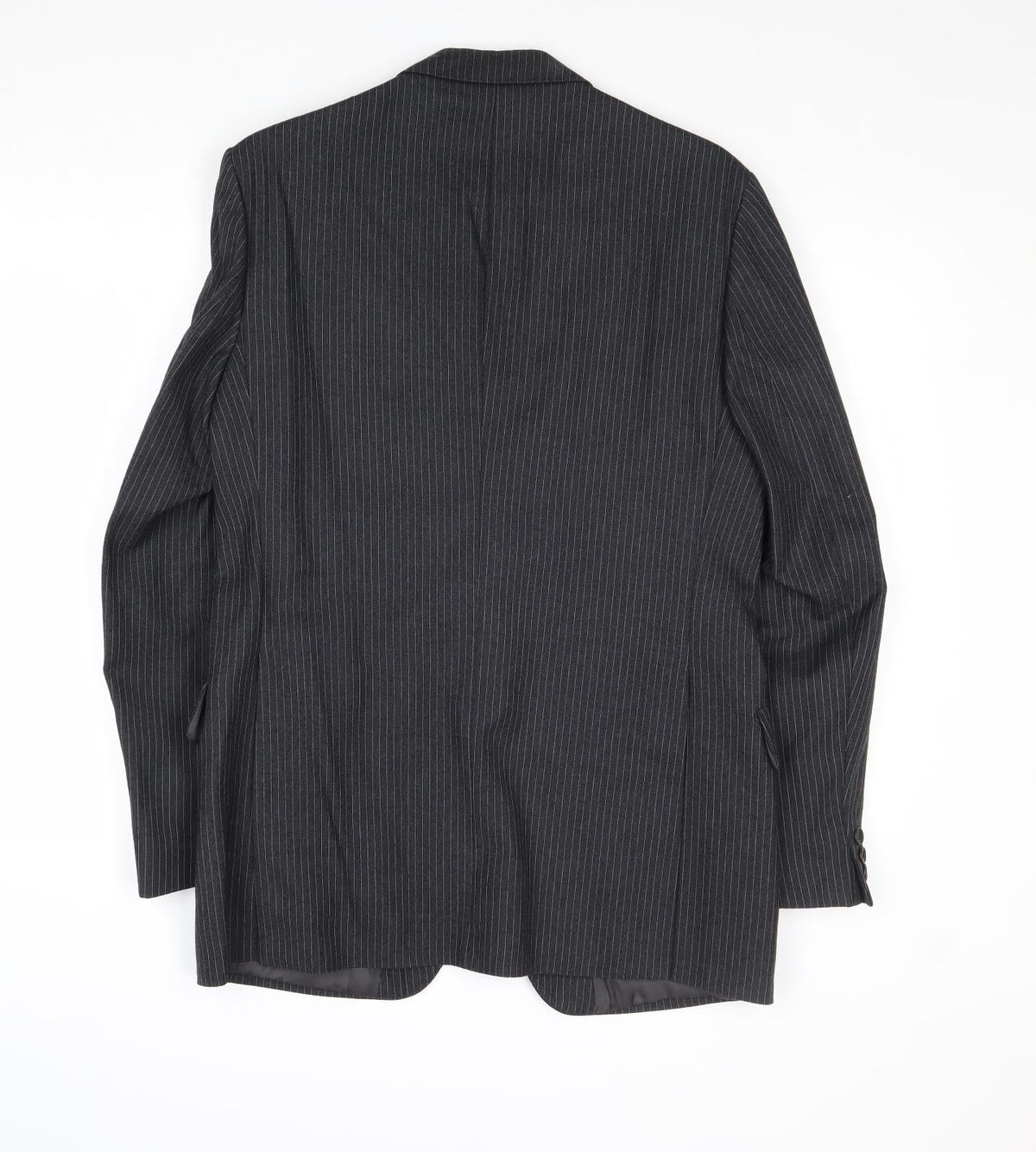 Cooper Mckenzie Mens Grey Striped Wool Jacket Suit Jacket Size 36 Regular