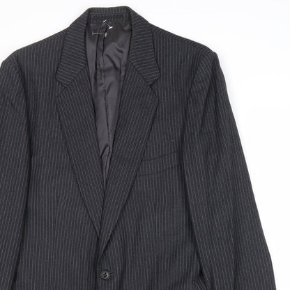 Cooper Mckenzie Mens Grey Striped Wool Jacket Suit Jacket Size 36 Regular