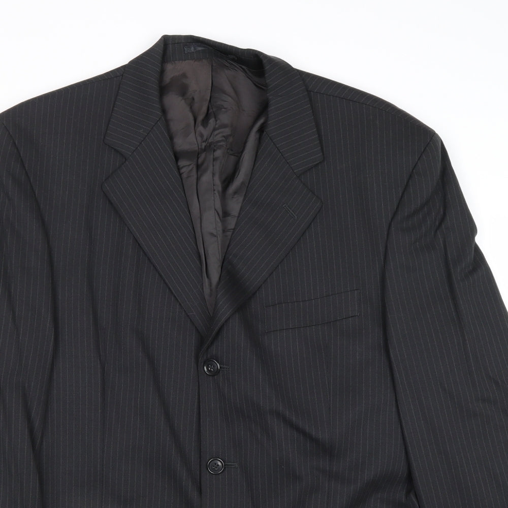 Burton Mens Grey Striped Wool Jacket Suit Jacket Size 42 Regular
