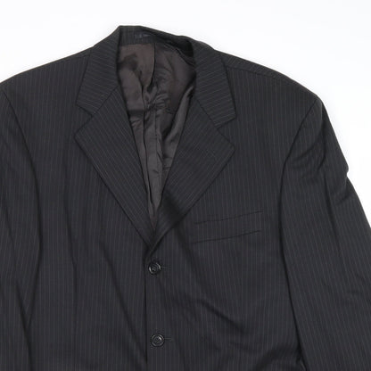 Burton Mens Grey Striped Wool Jacket Suit Jacket Size 42 Regular