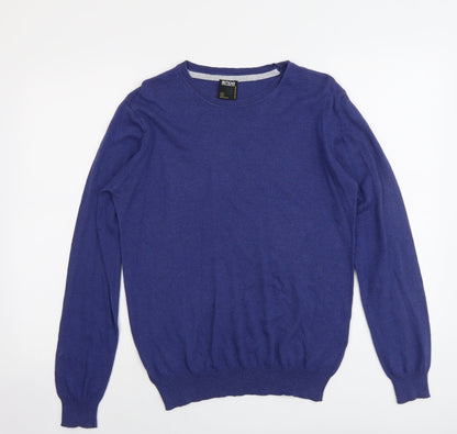 Smog Mens Blue Round Neck Cotton Pullover Jumper Size S Long Sleeve