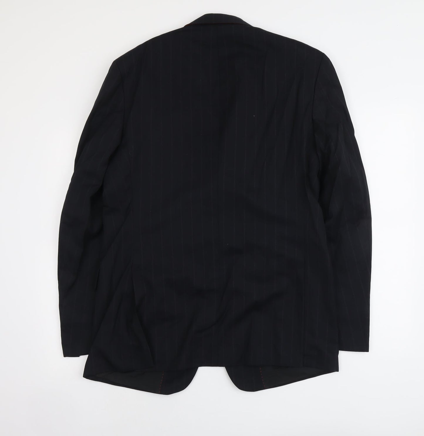 Escena Mens Black Striped Wool Jacket Suit Jacket Size L Regular