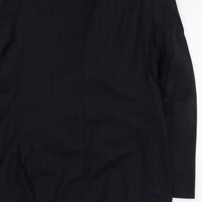 Escena Mens Black Striped Wool Jacket Suit Jacket Size L Regular