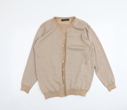 Stockley Womens Beige Round Neck Acrylic Cardigan Jumper Size S