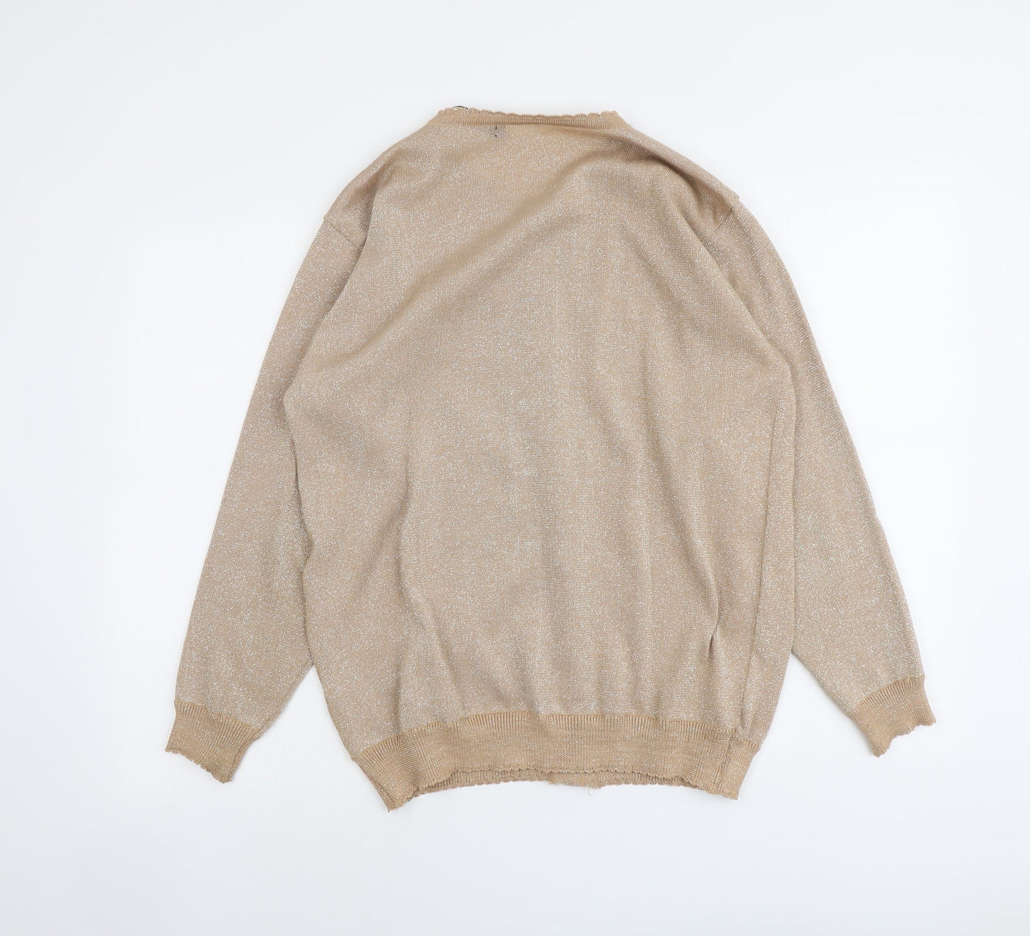 Stockley Womens Beige Round Neck Acrylic Cardigan Jumper Size S