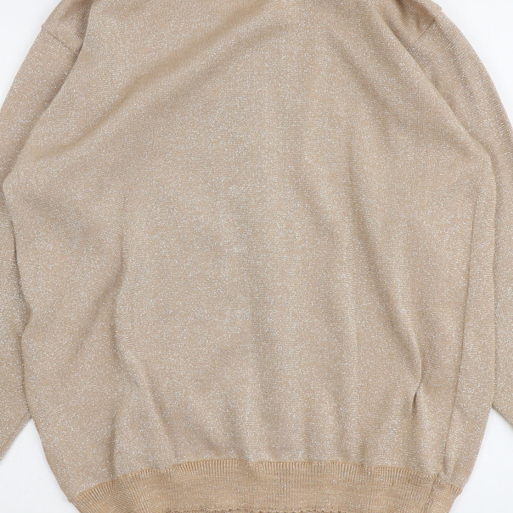 Stockley Womens Beige Round Neck Acrylic Cardigan Jumper Size S