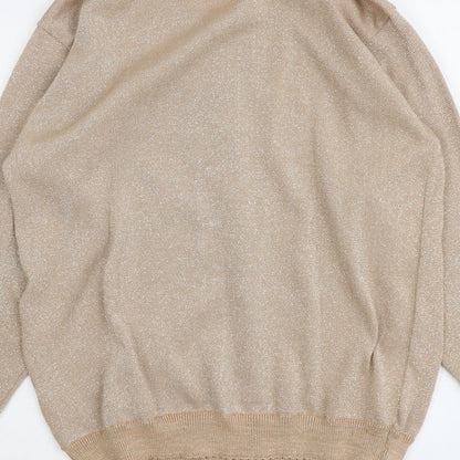 Stockley Womens Beige Round Neck Acrylic Cardigan Jumper Size S