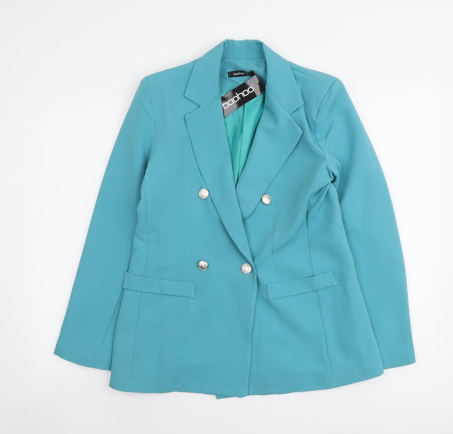 Boohoo Womens Blue Polyester Jacket Suit Jacket Size 8