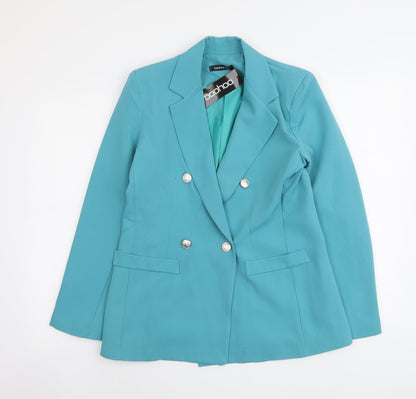 Boohoo Womens Blue Polyester Jacket Suit Jacket Size 8