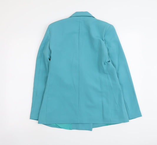 Boohoo Womens Blue Polyester Jacket Suit Jacket Size 8