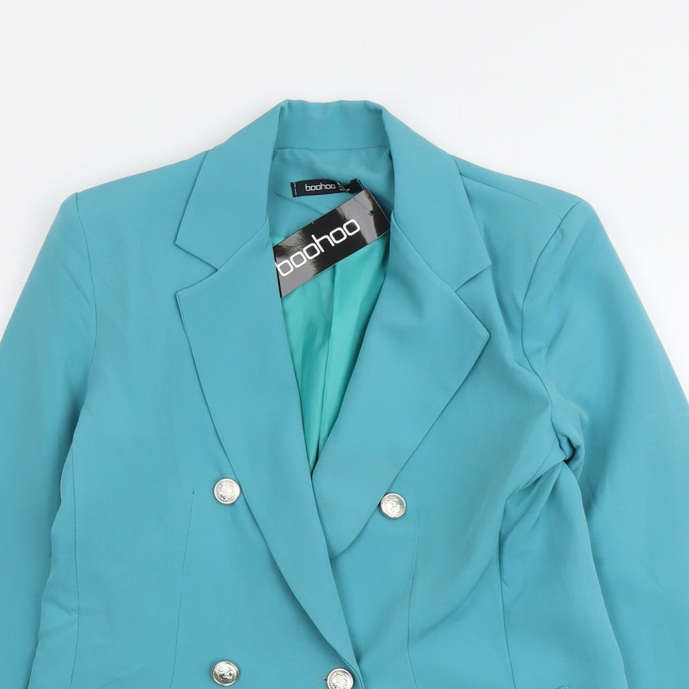 Boohoo Womens Blue Polyester Jacket Suit Jacket Size 8