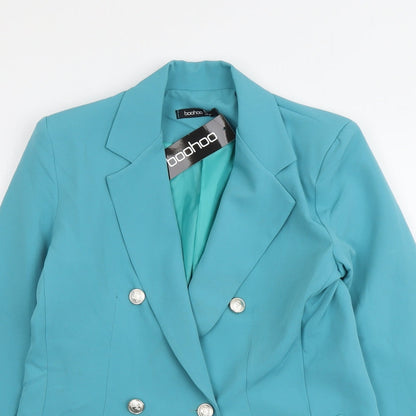 Boohoo Womens Blue Polyester Jacket Suit Jacket Size 8